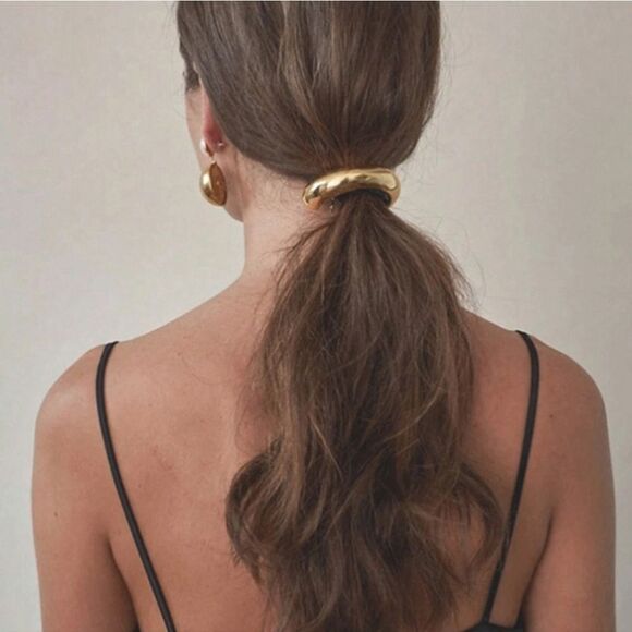 New ZARA 4pc Gold Ponytail Hair Rings - Picture 2 of 11